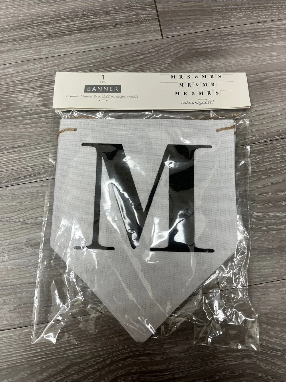 Customizable 'Mr & Mrs’ or Any Combination Banner Flag in White and Black